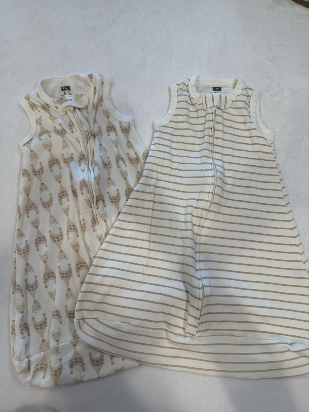 Cream Stripe & Giraffe Sleeveless Sleep Sack Set - Lightweight
